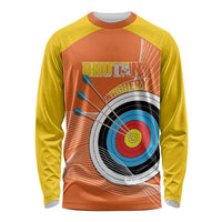 Personalised Bhutan Archery Long Sleeve Shirt Board Style Flag Color - Wonder Print Shop