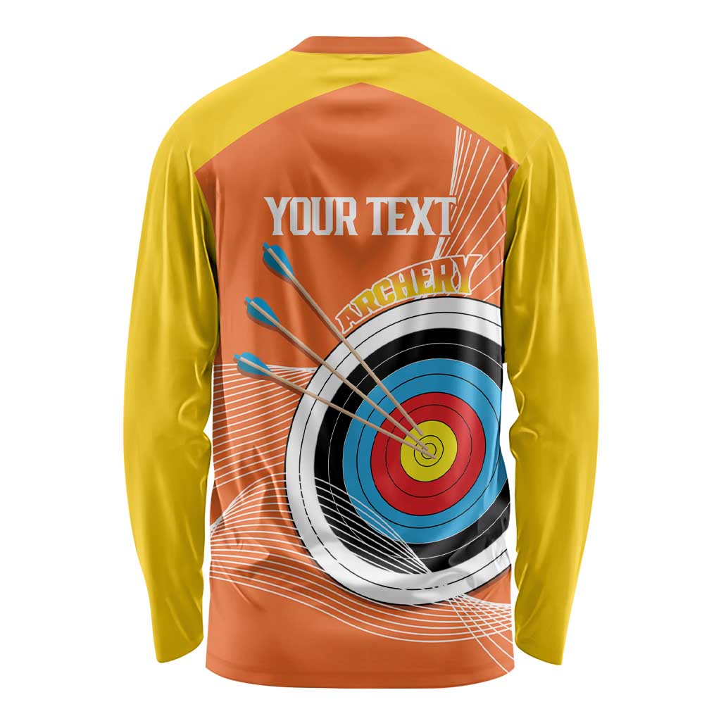 Personalised Bhutan Archery Long Sleeve Shirt Board Style Flag Color - Wonder Print Shop