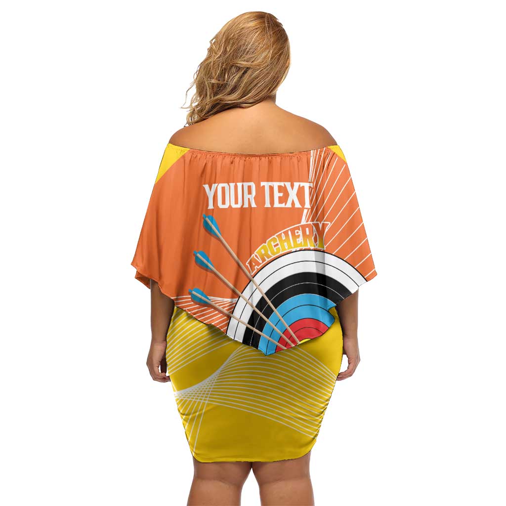 Personalised Bhutan Archery Off Shoulder Short Dress Board Style Flag Color - Wonder Print Shop