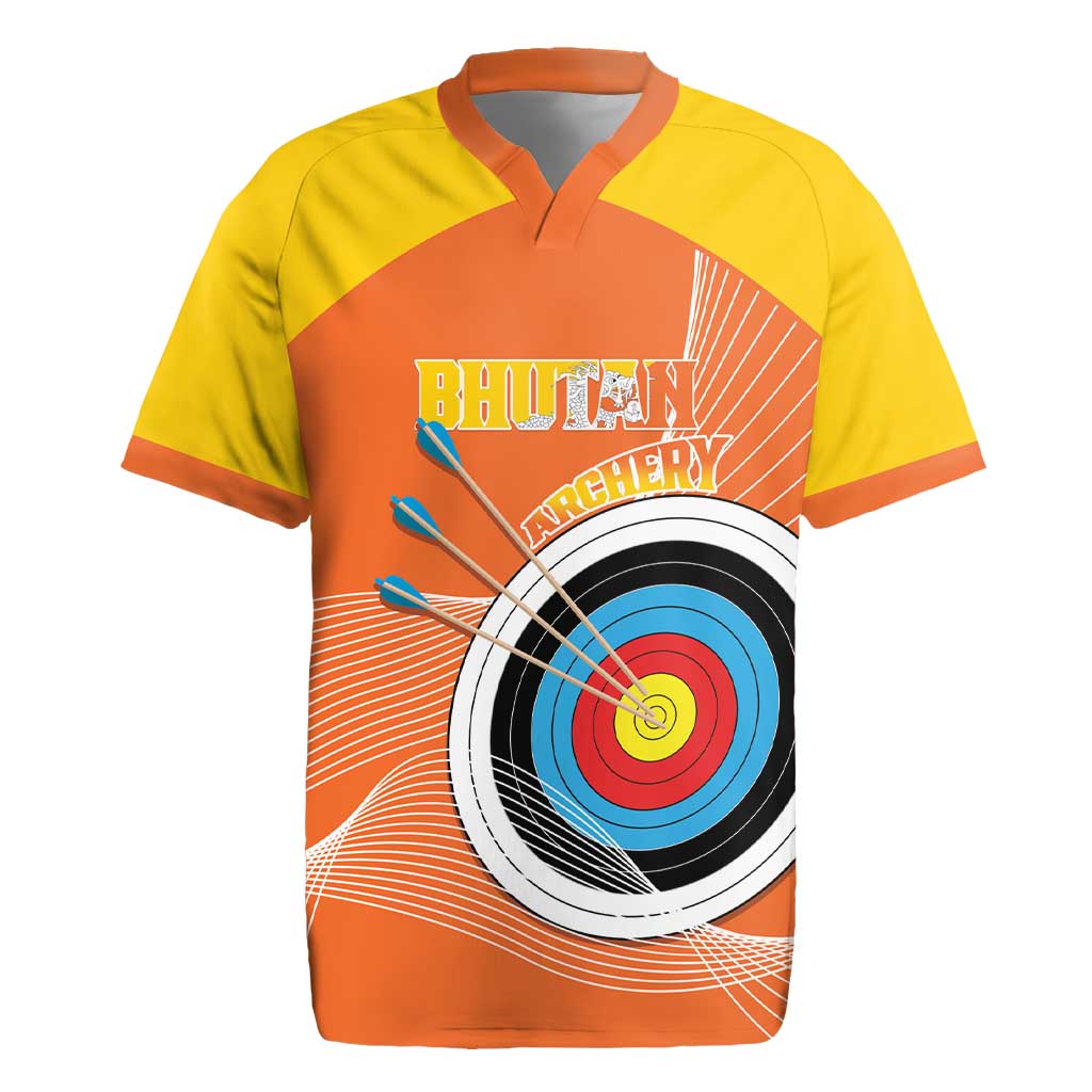 Personalised Bhutan Archery Rugby Jersey Board Style Flag Color - Wonder Print Shop