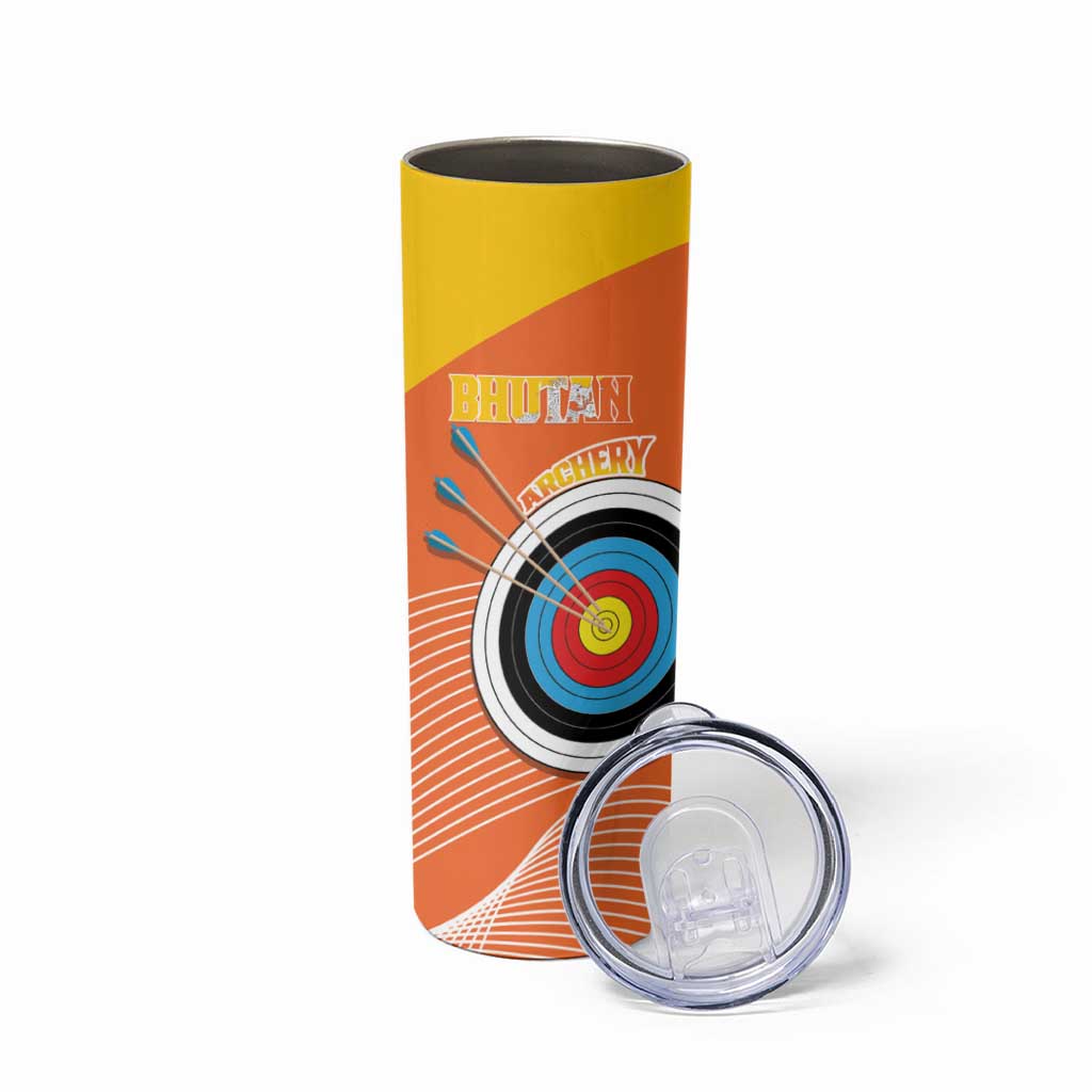 Personalised Bhutan Archery Skinny Tumbler Board Style Flag Color - Wonder Print Shop