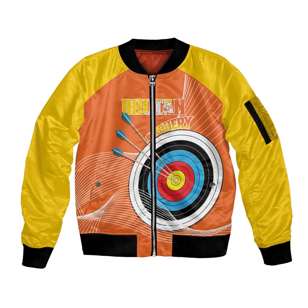 Personalised Bhutan Archery Sleeve Zip Bomber Jacket Board Style Flag Color - Wonder Print Shop