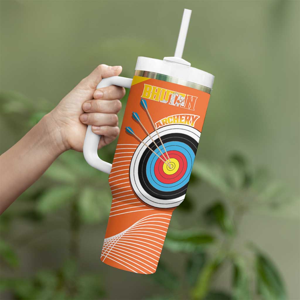 Personalised Bhutan Archery Tumbler With Handle Board Style Flag Color - Wonder Print Shop