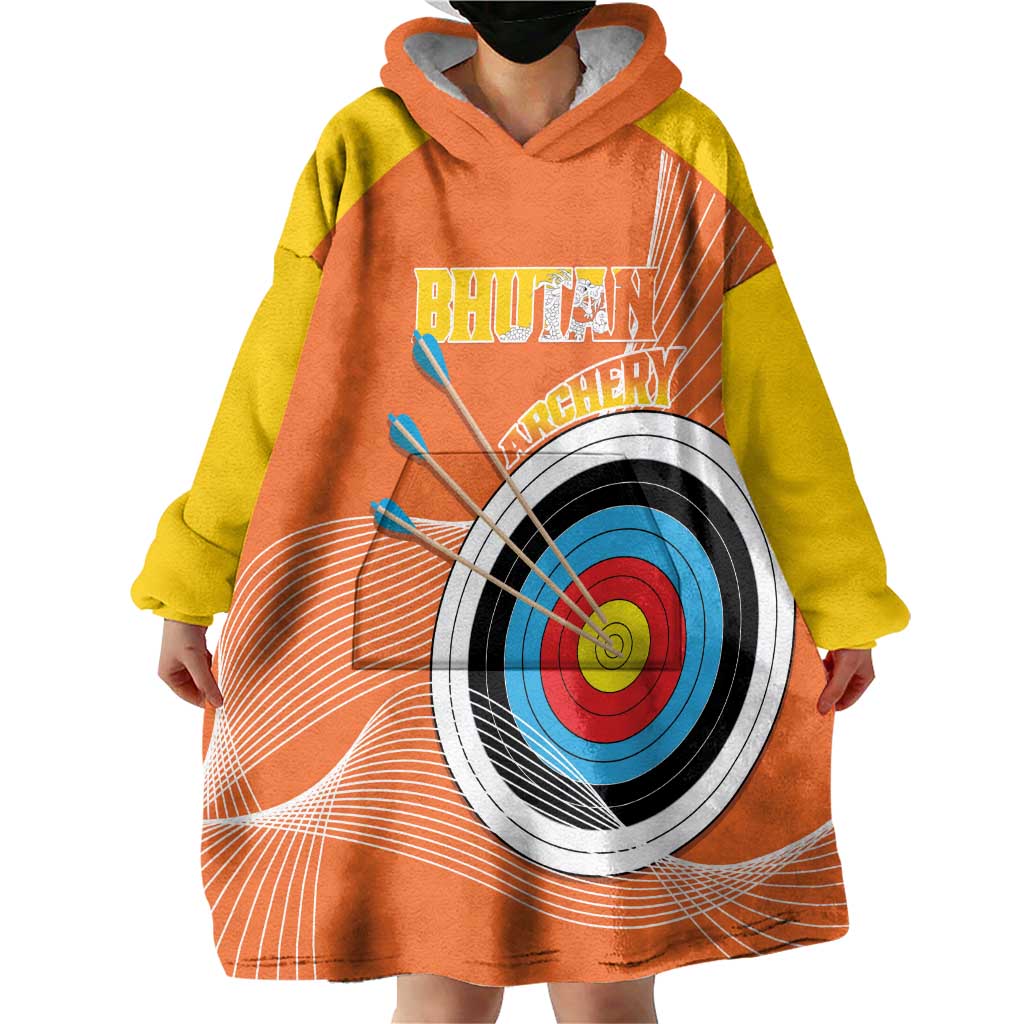 Personalised Bhutan Archery Wearable Blanket Hoodie Board Style Flag Color - Wonder Print Shop