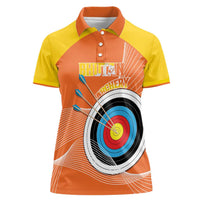 Personalised Bhutan Archery Women Polo Shirt Board Style Flag Color - Wonder Print Shop