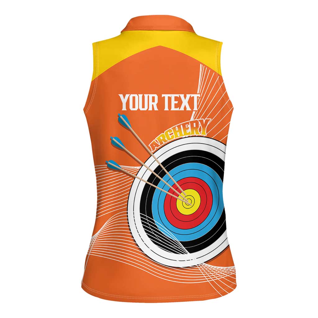 Personalised Bhutan Archery Women Sleeveless Polo Shirt Board Style Flag Color - Wonder Print Shop