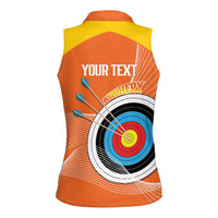 Personalised Bhutan Archery Women Sleeveless Polo Shirt Board Style Flag Color - Wonder Print Shop