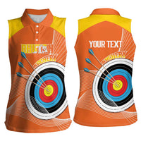Personalised Bhutan Archery Women Sleeveless Polo Shirt Board Style Flag Color - Wonder Print Shop