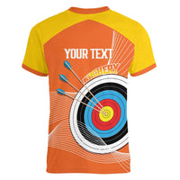 Personalised Bhutan Archery Women V-Neck T-Shirt Board Style Flag Color - Wonder Print Shop