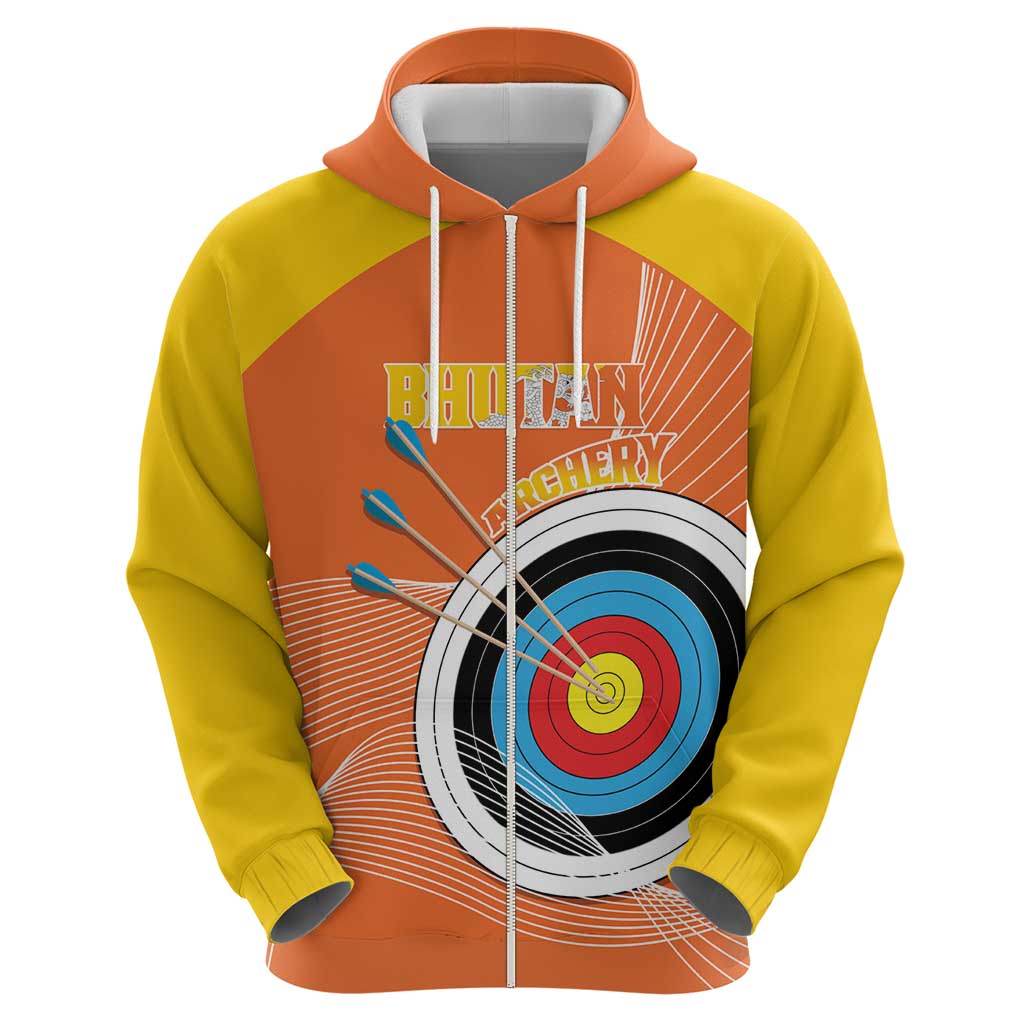 Personalised Bhutan Archery Zip Hoodie Board Style Flag Color - Wonder Print Shop