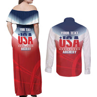 Personalized United States Archery Couples Matching Off Shoulder Maxi Dress and Long Sleeve Button Shirt USA 2025 Sporty Style - Wonder Print Shop