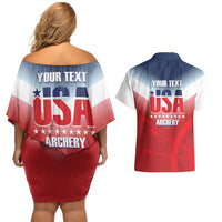 Personalized United States Archery Couples Matching Off Shoulder Short Dress and Hawaiian Shirt USA 2025 Sporty Style - Wonder Print Shop