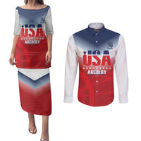 Personalized United States Archery Couples Matching Puletasi and Long Sleeve Button Shirt USA 2025 Sporty Style - Wonder Print Shop