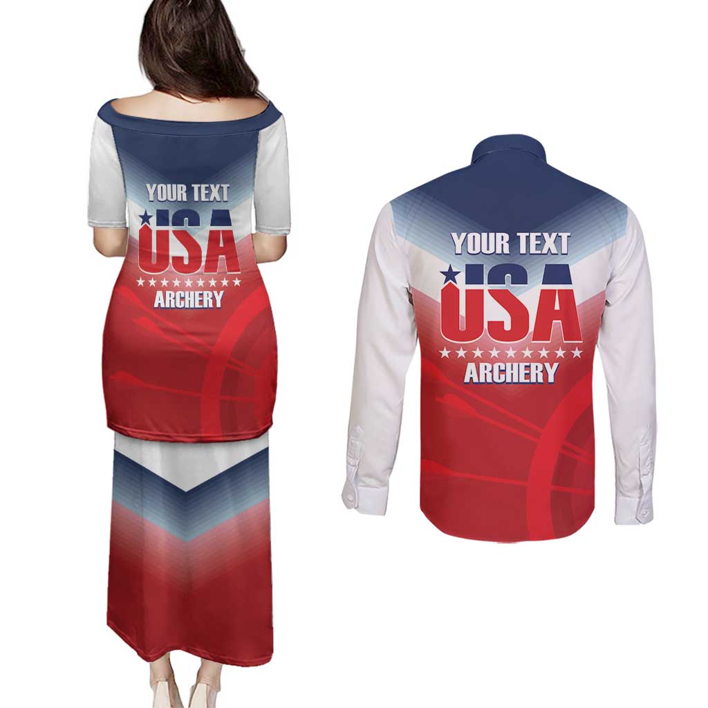 Personalized United States Archery Couples Matching Puletasi and Long Sleeve Button Shirt USA 2025 Sporty Style - Wonder Print Shop