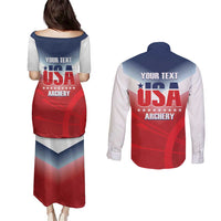 Personalized United States Archery Couples Matching Puletasi and Long Sleeve Button Shirt USA 2025 Sporty Style - Wonder Print Shop