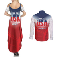 Personalized United States Archery Couples Matching Summer Maxi Dress and Long Sleeve Button Shirt USA 2025 Sporty Style - Wonder Print Shop