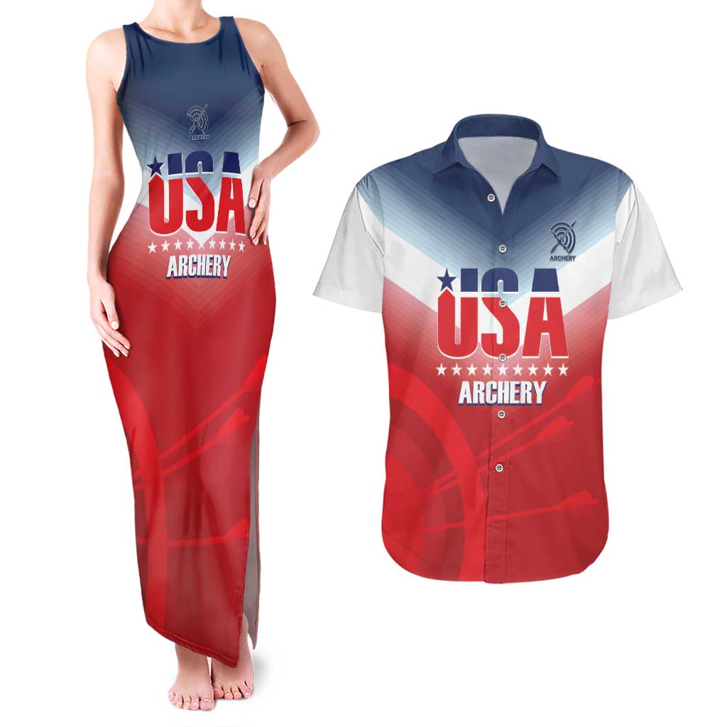 Personalized United States Archery Couples Matching Tank Maxi Dress and Hawaiian Shirt USA 2025 Sporty Style - Wonder Print Shop