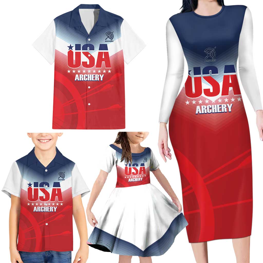 Personalized United States Archery Family Matching Long Sleeve Bodycon Dress and Hawaiian Shirt USA 2025 Sporty Style - Wonder Print Shop