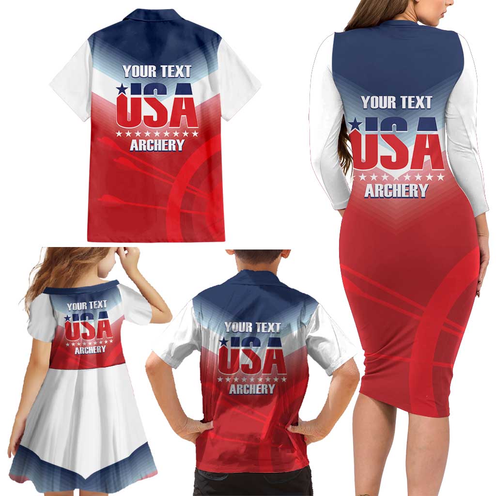 Personalized United States Archery Family Matching Long Sleeve Bodycon Dress and Hawaiian Shirt USA 2025 Sporty Style - Wonder Print Shop