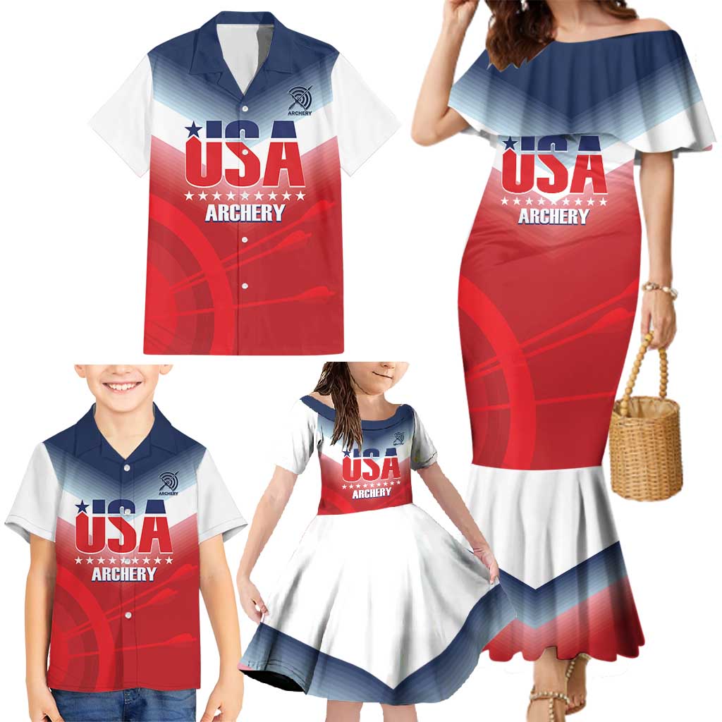 Personalized United States Archery Family Matching Mermaid Dress and Hawaiian Shirt USA 2025 Sporty Style - Wonder Print Shop