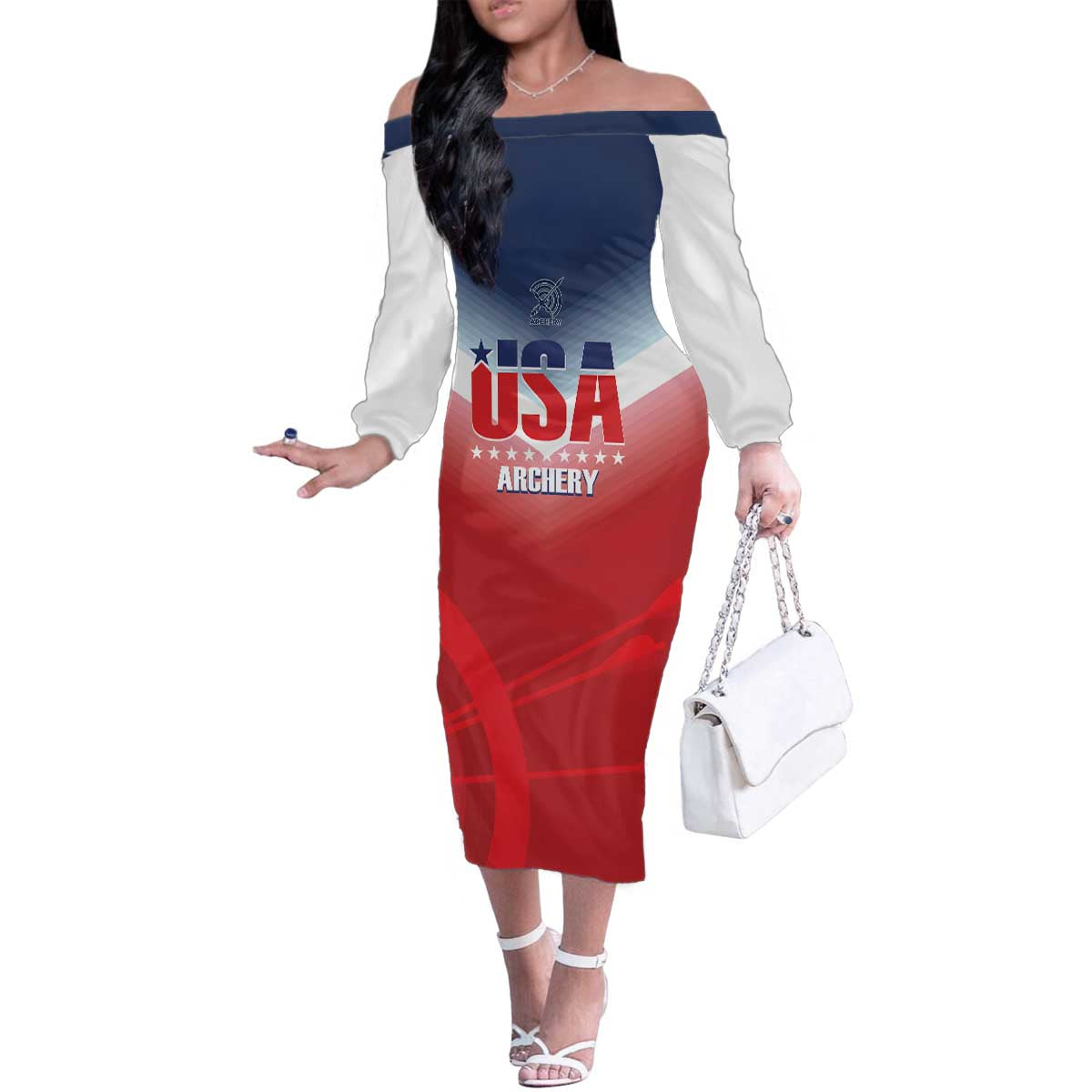 Personalized United States Archery Family Matching Off The Shoulder Long Sleeve Dress and Hawaiian Shirt USA 2025 Sporty Style - Wonder Print Shop