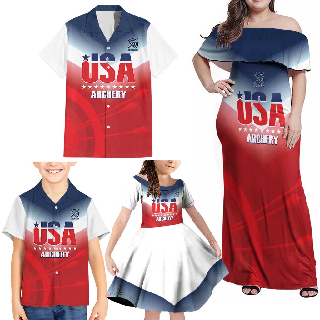 Personalized United States Archery Family Matching Off Shoulder Maxi Dress and Hawaiian Shirt USA 2025 Sporty Style - Wonder Print Shop
