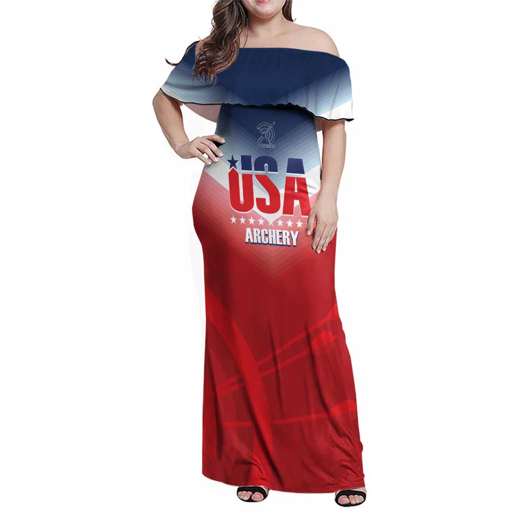 Personalized United States Archery Family Matching Off Shoulder Maxi Dress and Hawaiian Shirt USA 2025 Sporty Style - Wonder Print Shop