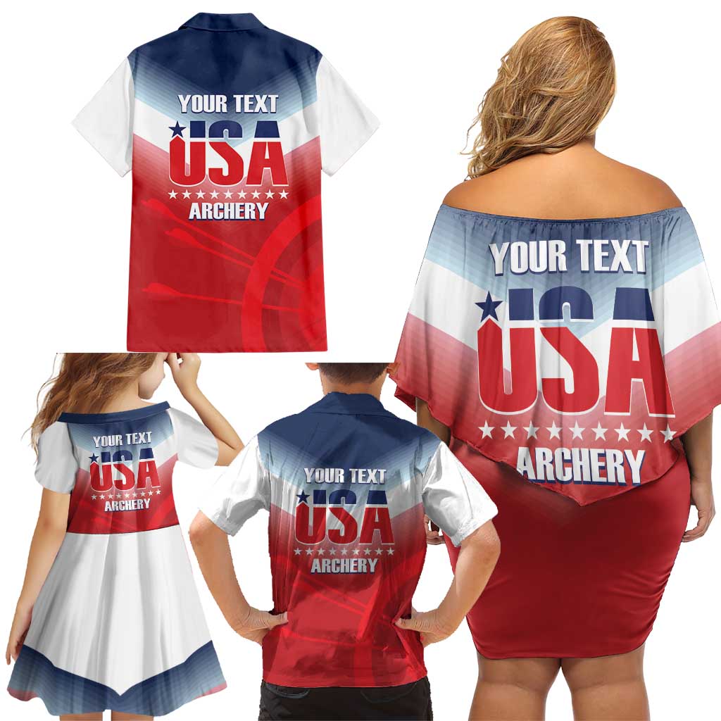 Personalized United States Archery Family Matching Off Shoulder Short Dress and Hawaiian Shirt USA 2025 Sporty Style - Wonder Print Shop
