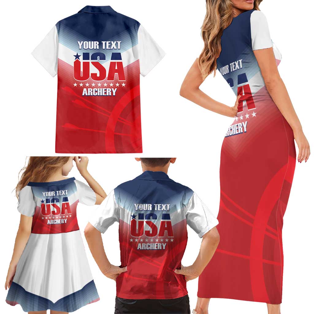 Personalized United States Archery Family Matching Short Sleeve Bodycon Dress and Hawaiian Shirt USA 2025 Sporty Style - Wonder Print Shop