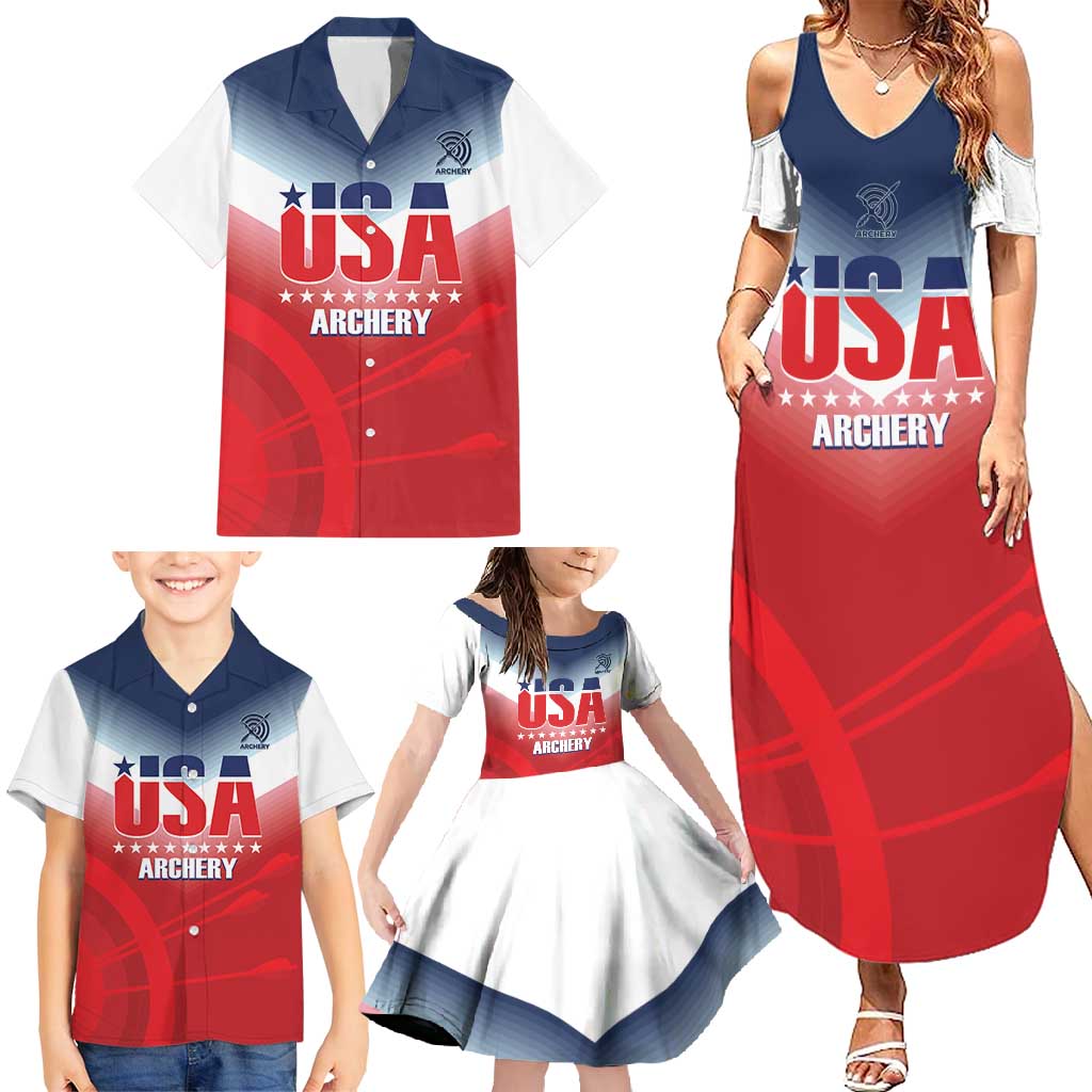 Personalized United States Archery Family Matching Summer Maxi Dress and Hawaiian Shirt USA 2025 Sporty Style - Wonder Print Shop