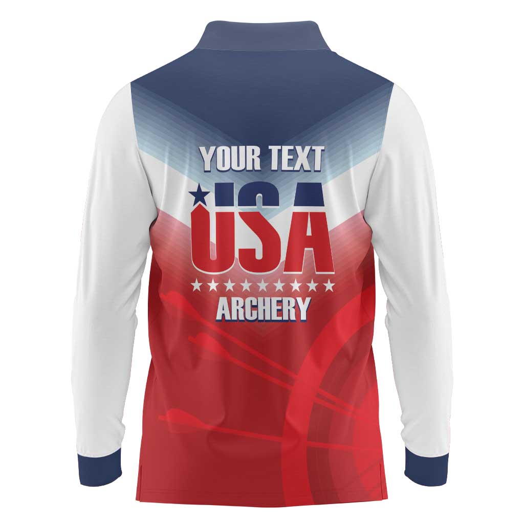 Personalized United States Archery Long Sleeve Polo Shirt USA 2025 Sporty Style - Wonder Print Shop