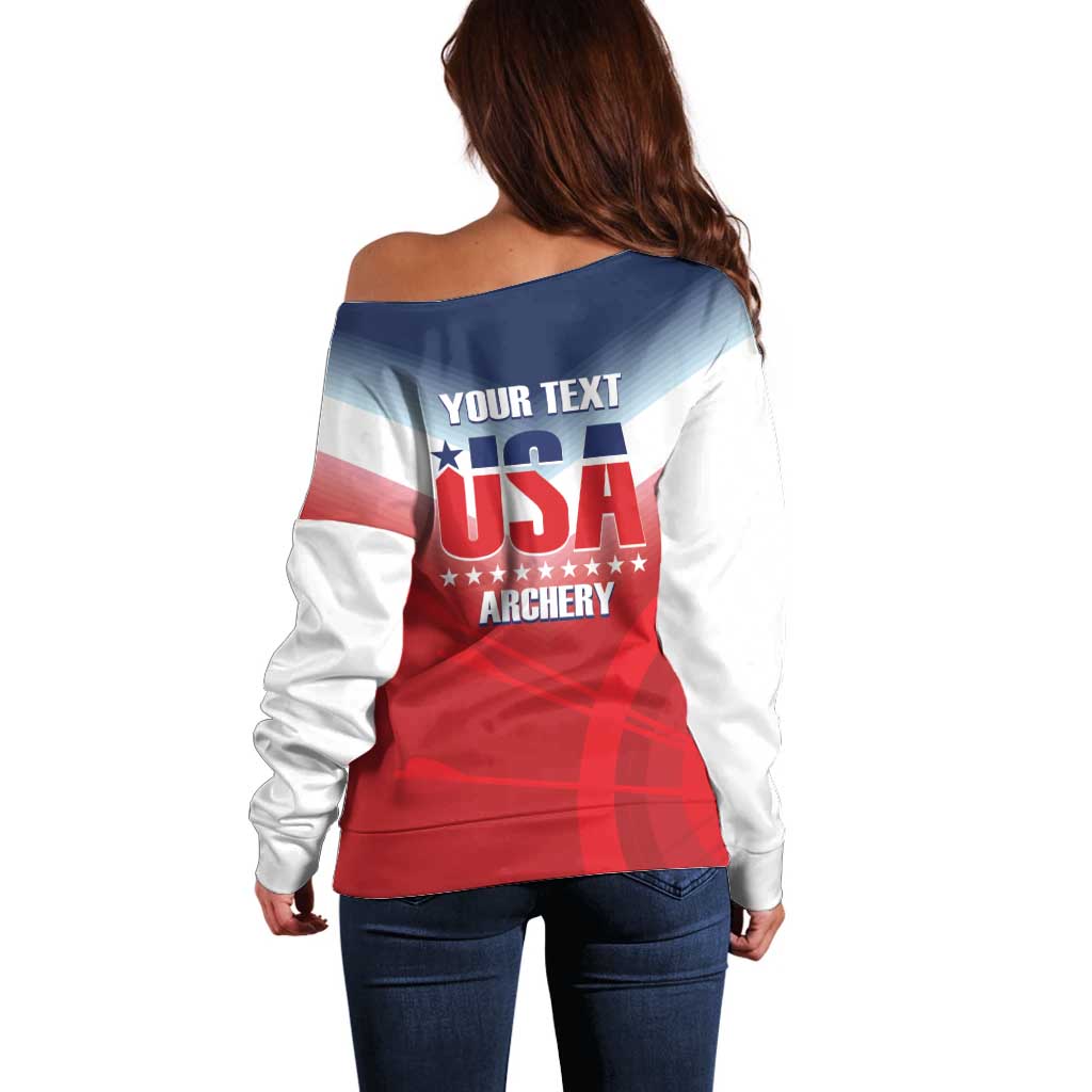 Personalized United States Archery Off Shoulder Sweater USA 2025 Sporty Style - Wonder Print Shop