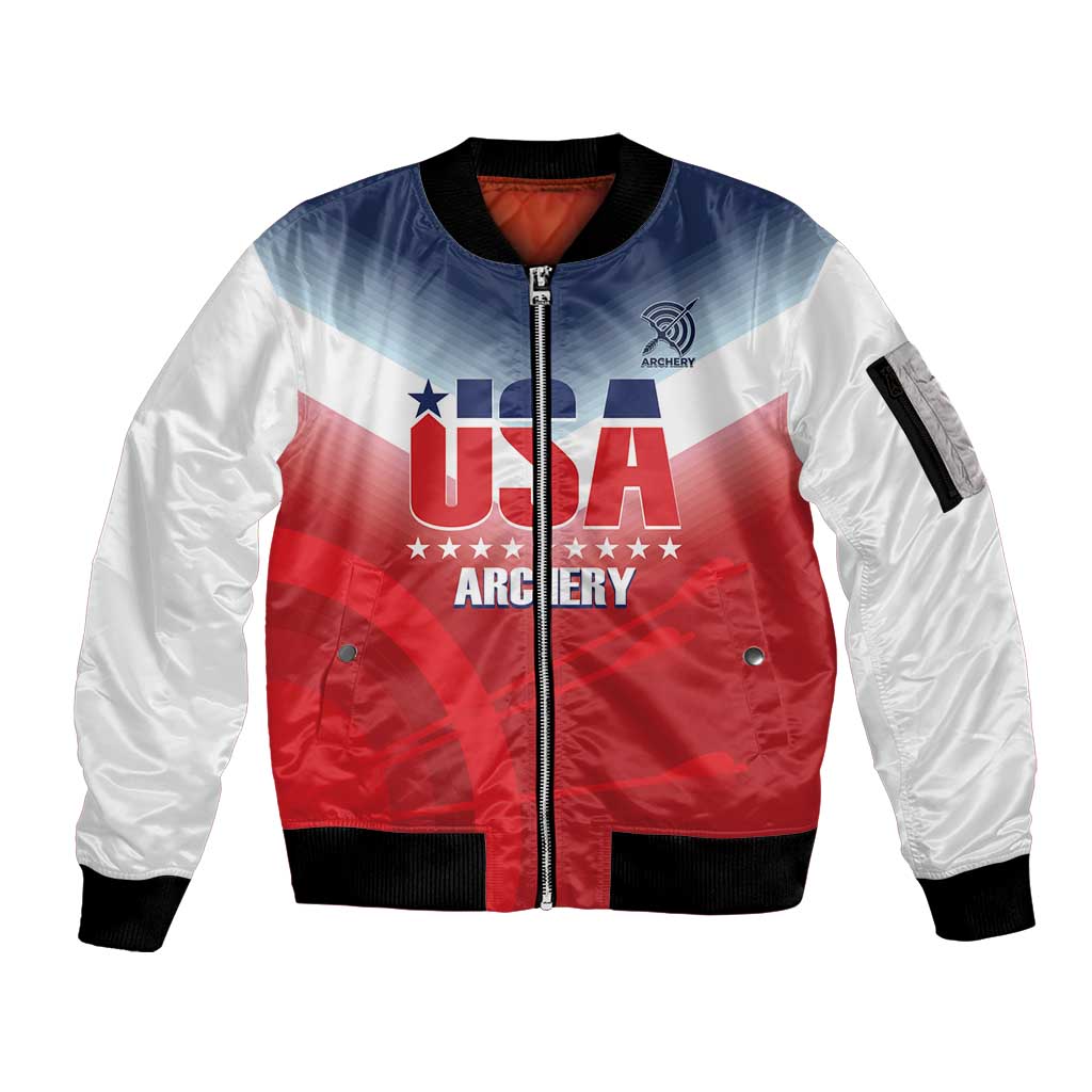 Personalized United States Archery Sleeve Zip Bomber Jacket USA 2025 Sporty Style - Wonder Print Shop