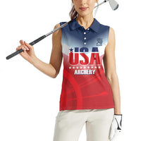 Personalized United States Archery Women Sleeveless Polo Shirt USA 2025 Sporty Style - Wonder Print Shop