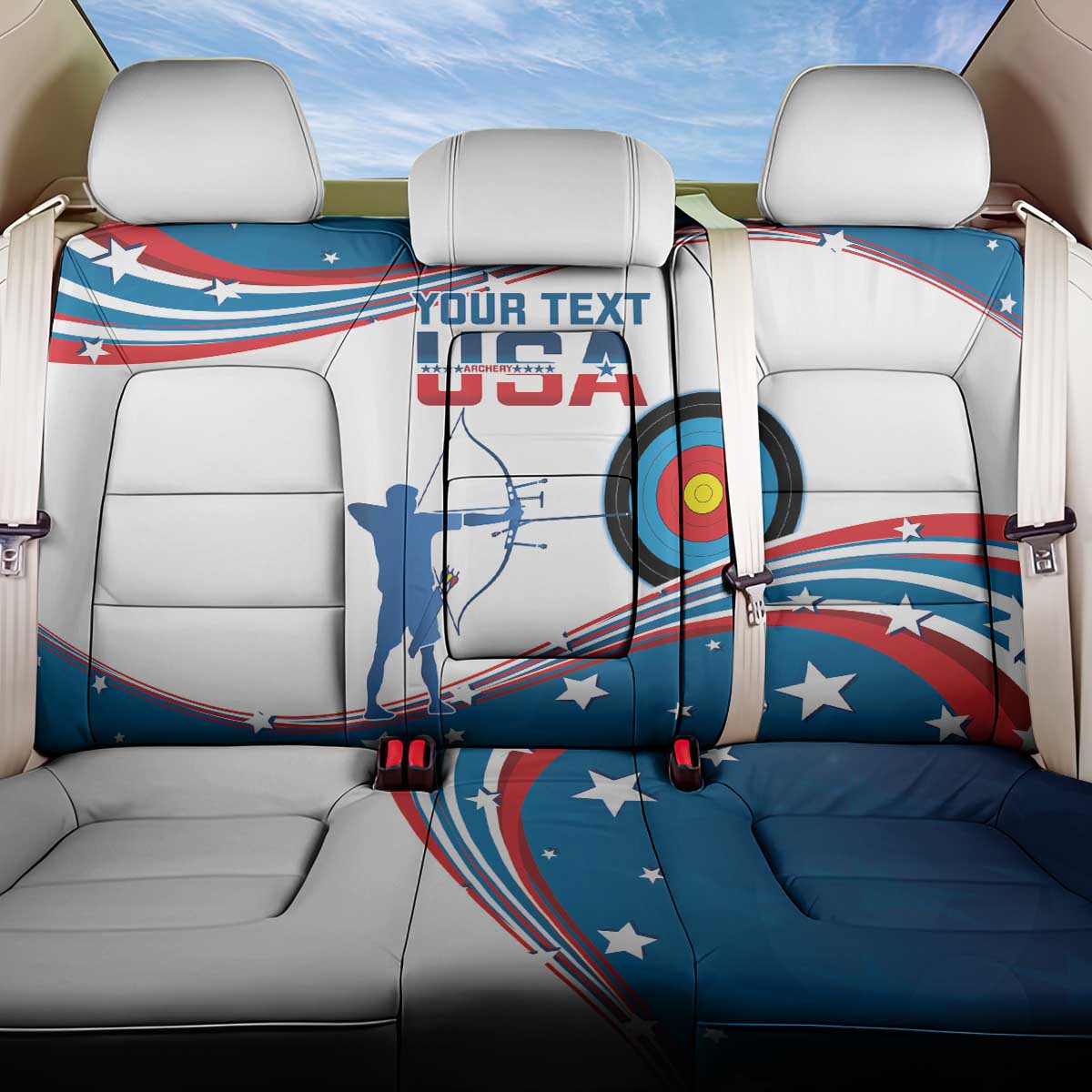 Personalized United States Archery Back Car Seat Cover USA Sport Curve Style - Wonder Print Shop