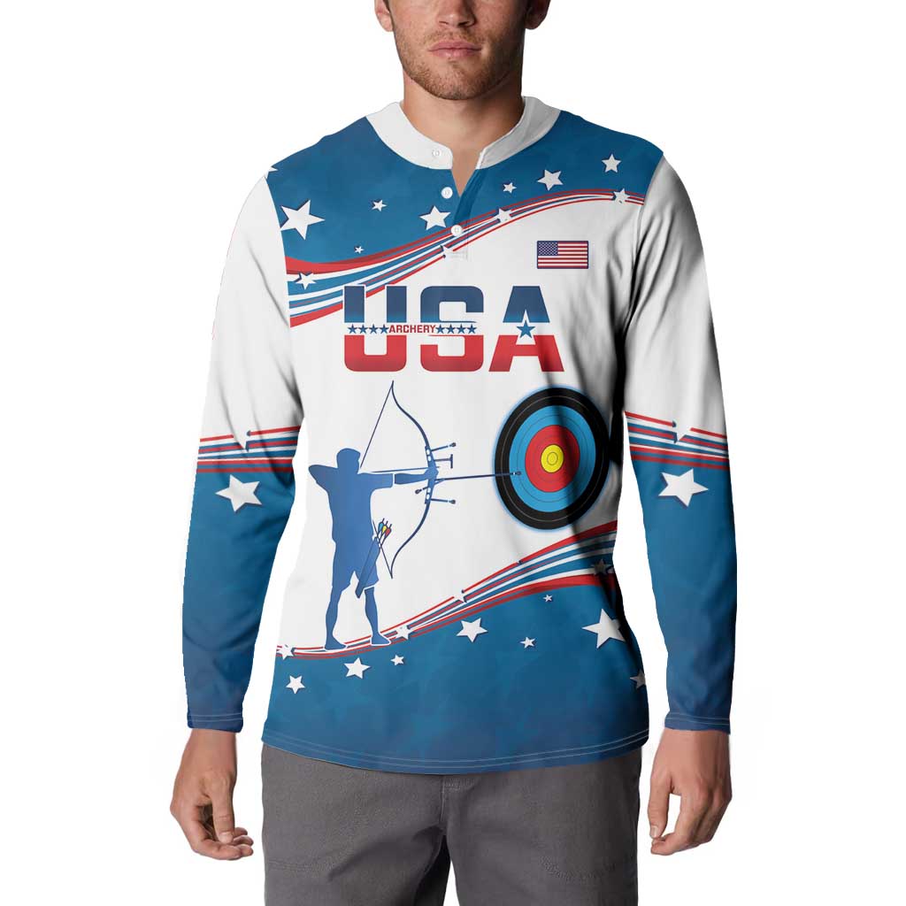 Personalized United States Archery Button Sweatshirt USA Sport Curve Style - Wonder Print Shop