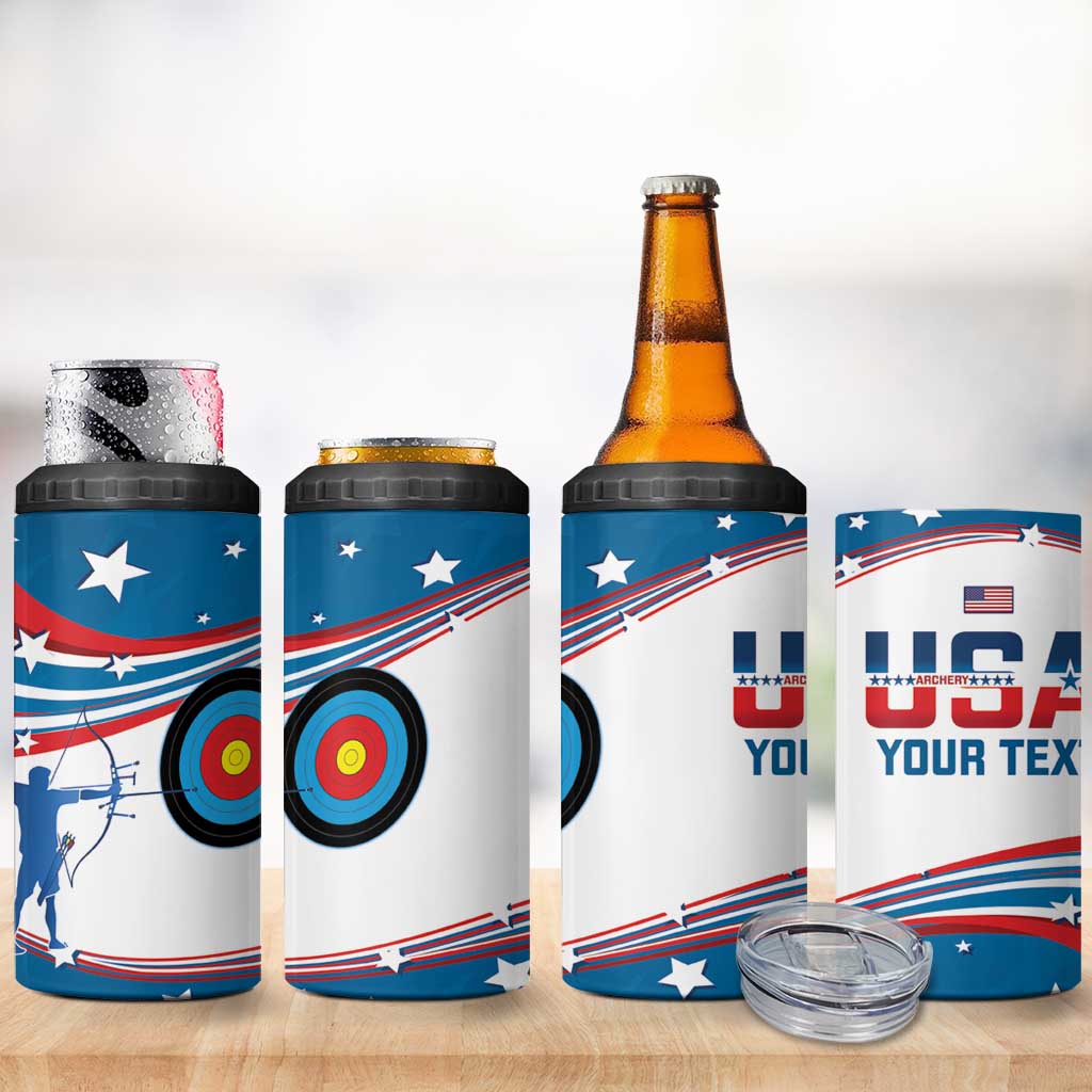Personalized United States Archery 4 in 1 Can Cooler Tumbler USA Sport Curve Style - Wonder Print Shop