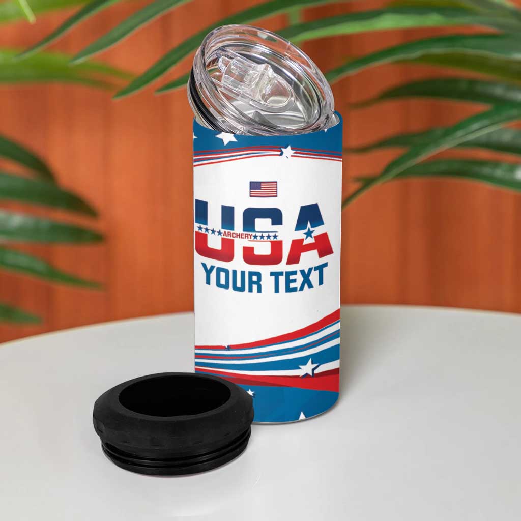 Personalized United States Archery 4 in 1 Can Cooler Tumbler USA Sport Curve Style - Wonder Print Shop