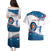 Personalized United States Archery Couples Matching Puletasi and Hawaiian Shirt USA Sport Curve Style - Wonder Print Shop
