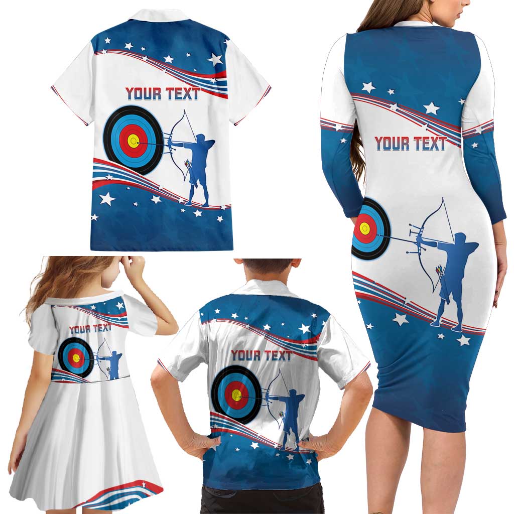 Personalized United States Archery Family Matching Long Sleeve Bodycon Dress and Hawaiian Shirt USA Sport Curve Style - Wonder Print Shop