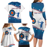 Personalized United States Archery Family Matching Long Sleeve Bodycon Dress and Hawaiian Shirt USA Sport Curve Style - Wonder Print Shop