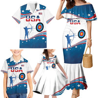 Personalized United States Archery Family Matching Mermaid Dress and Hawaiian Shirt USA Sport Curve Style - Wonder Print Shop