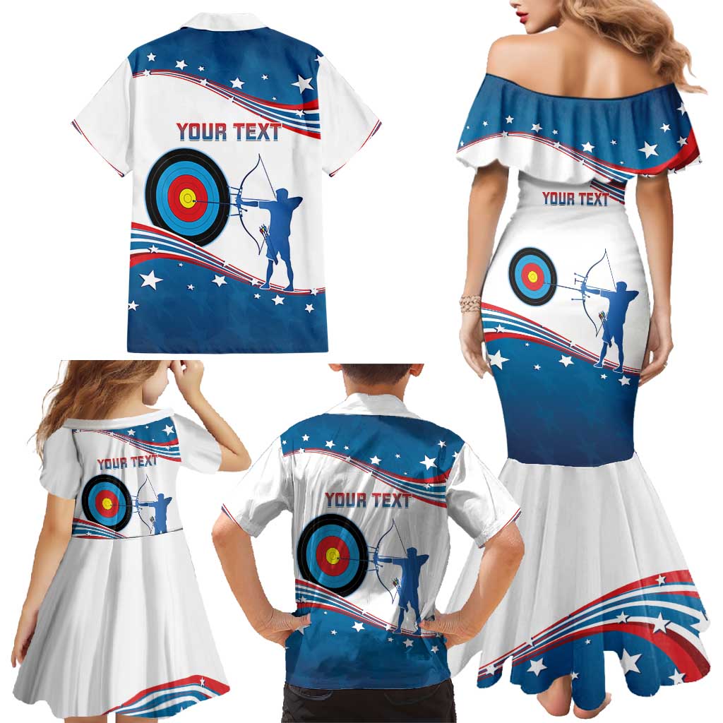 Personalized United States Archery Family Matching Mermaid Dress and Hawaiian Shirt USA Sport Curve Style - Wonder Print Shop