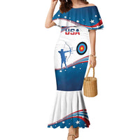Personalized United States Archery Family Matching Mermaid Dress and Hawaiian Shirt USA Sport Curve Style - Wonder Print Shop