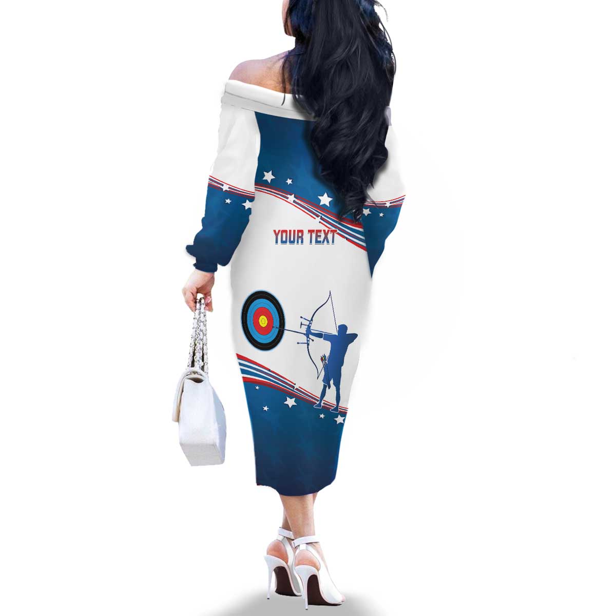 Personalized United States Archery Family Matching Off The Shoulder Long Sleeve Dress and Hawaiian Shirt USA Sport Curve Style - Wonder Print Shop