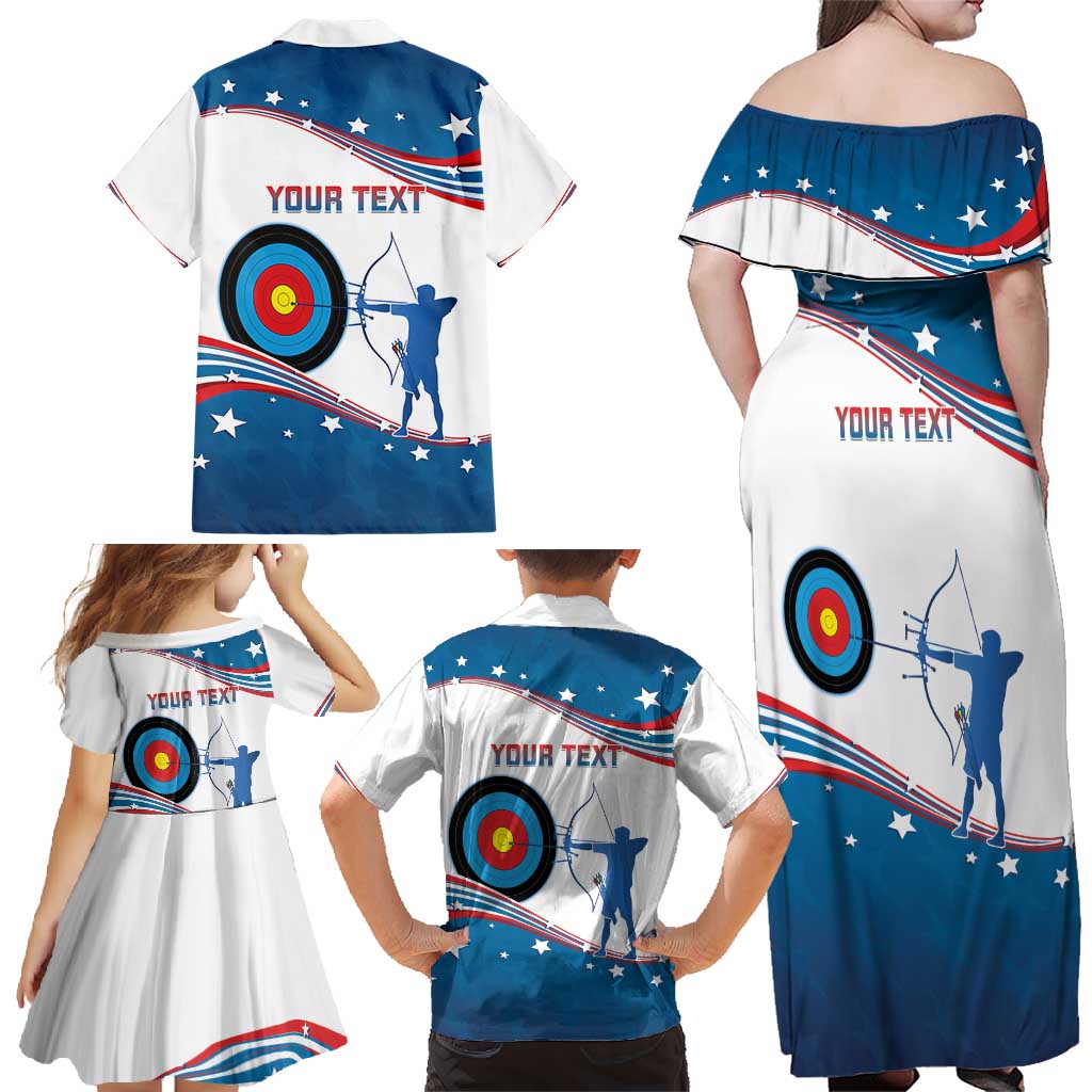 Personalized United States Archery Family Matching Off Shoulder Maxi Dress and Hawaiian Shirt USA Sport Curve Style - Wonder Print Shop