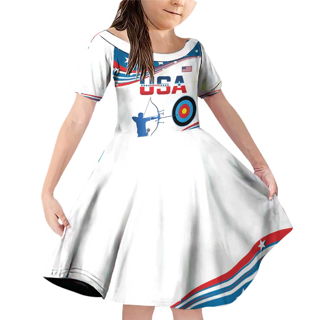 Personalized United States Archery Family Matching Off Shoulder Short Dress and Hawaiian Shirt USA Sport Curve Style - Wonder Print Shop