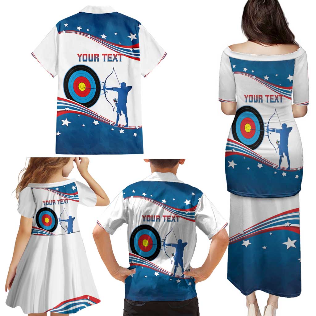 Personalized United States Archery Family Matching Puletasi and Hawaiian Shirt USA Sport Curve Style - Wonder Print Shop
