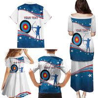 Personalized United States Archery Family Matching Puletasi and Hawaiian Shirt USA Sport Curve Style - Wonder Print Shop