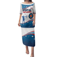 Personalized United States Archery Family Matching Puletasi and Hawaiian Shirt USA Sport Curve Style - Wonder Print Shop